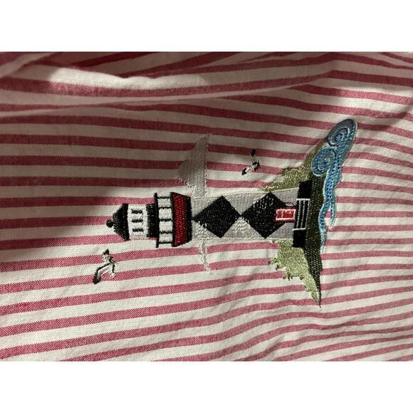 Blair Striped Lighthouse Embroidered Shirt large - Picture 6 of 8